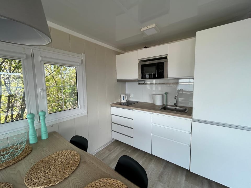 Kitchen or kitchenette, oven