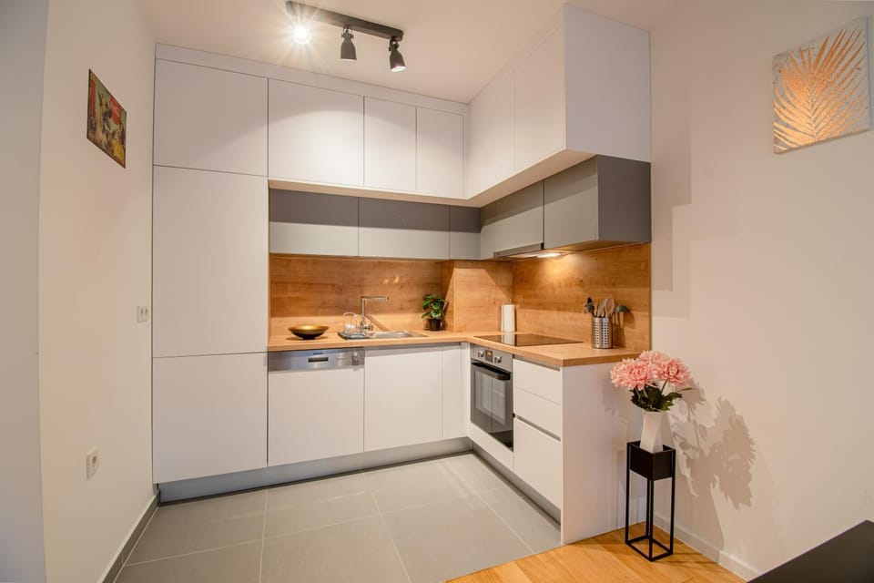Kitchen or kitchenette, oven, stove