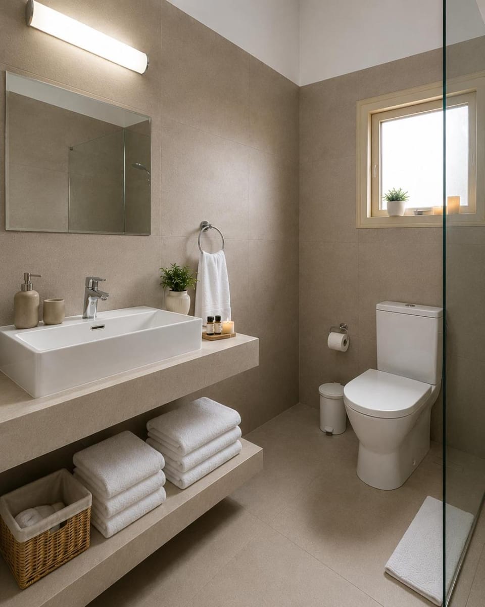 Shower, Toilet, towels