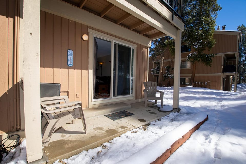 Property building, Patio, Winter, Seating area, furniture