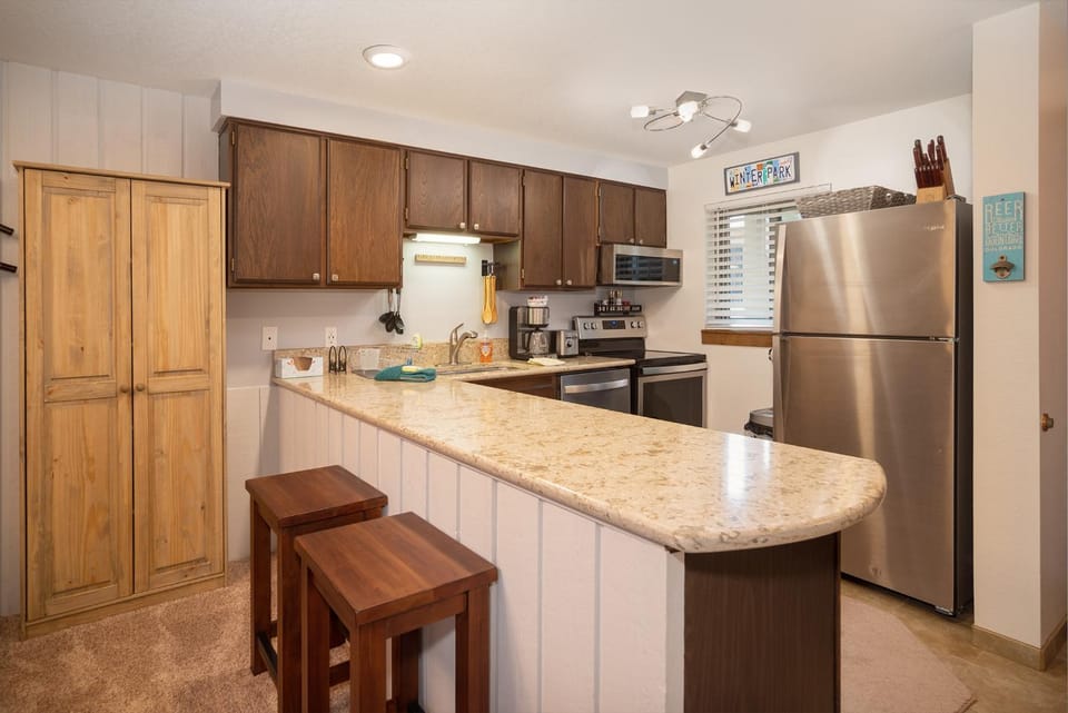 Kitchen or kitchenette, furniture, microwave