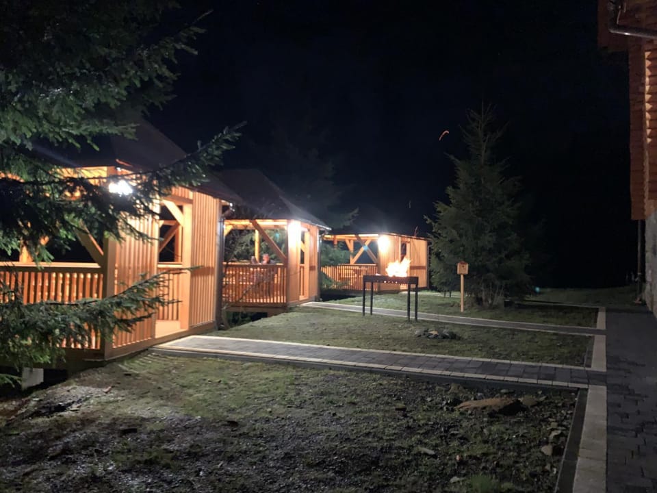 Night, BBQ facilities, Seating area