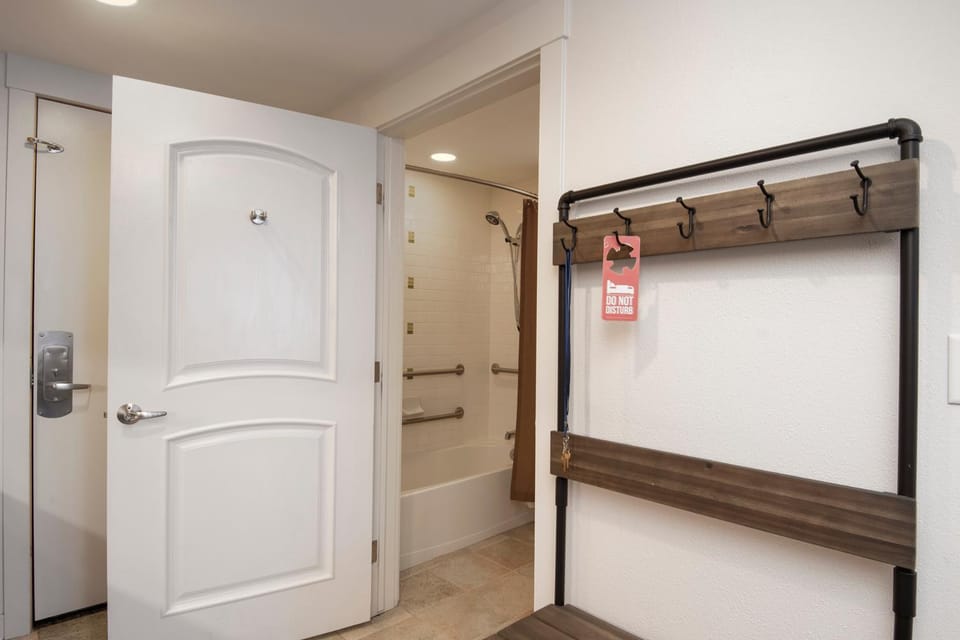 Shower, Bed, Bathroom, Facility for disabled guests, furniture