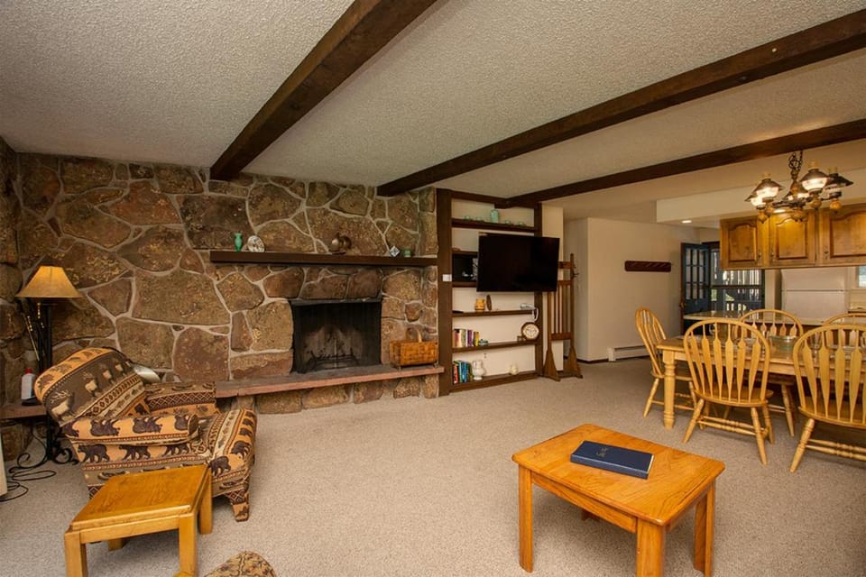 TV and multimedia, Kitchen or kitchenette, Living room, Dining area, fireplace, furniture