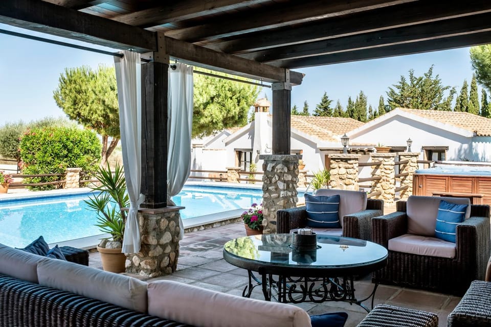 Property building, Living room, Swimming pool
