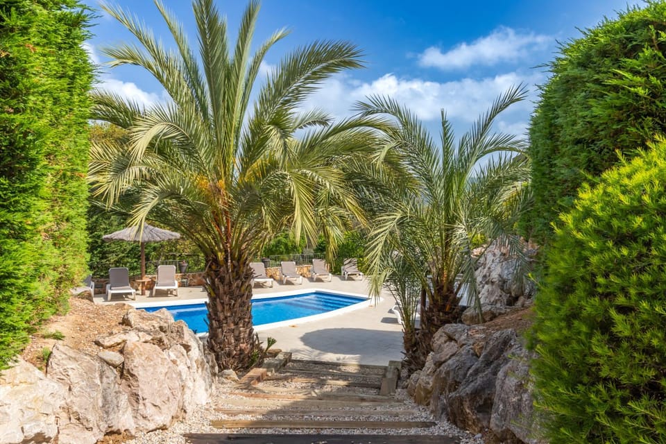 Property building, Living room, Swimming pool