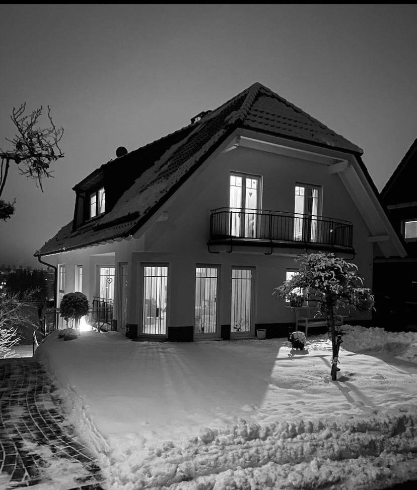 Property building, Night, Winter