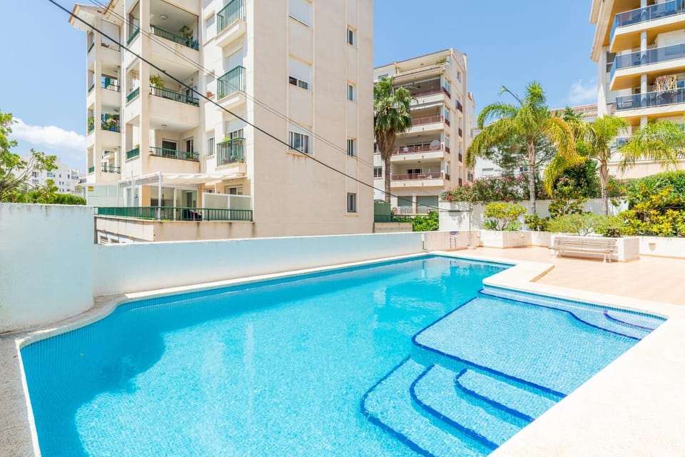 Property building, Living room, Swimming pool