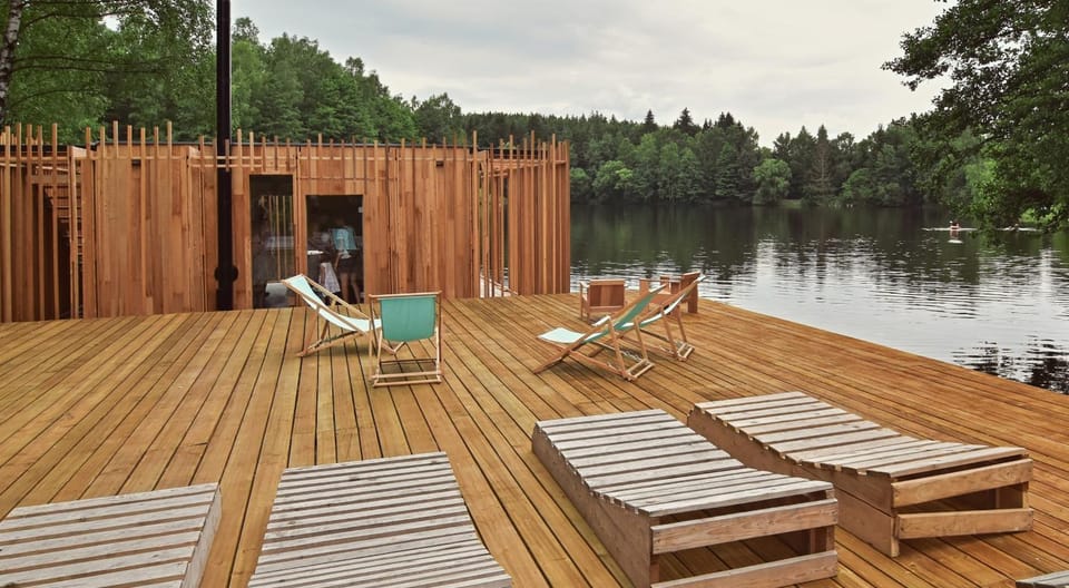 Day, Natural landscape, Sauna, Lake view, sunbed