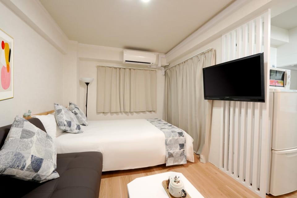 Communal lounge/ TV room, Bed, TV and multimedia, Living room, Photo of the whole room, Seating area, Bedroom, air conditioner