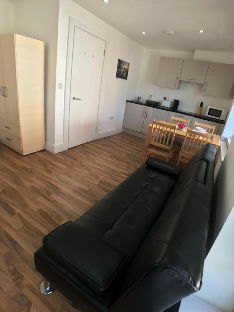 Kitchen or kitchenette, Living room, Seating area