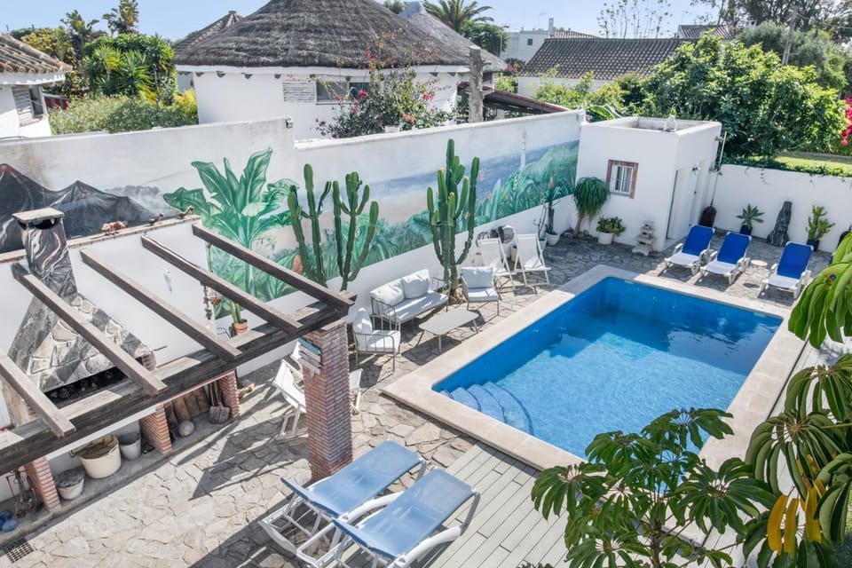 Property building, Living room, Swimming pool