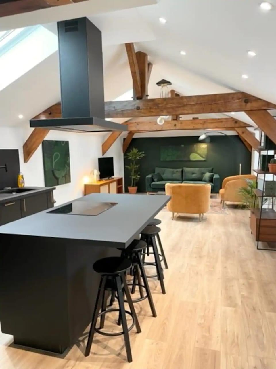 Kitchen or kitchenette, Living room, Dining area