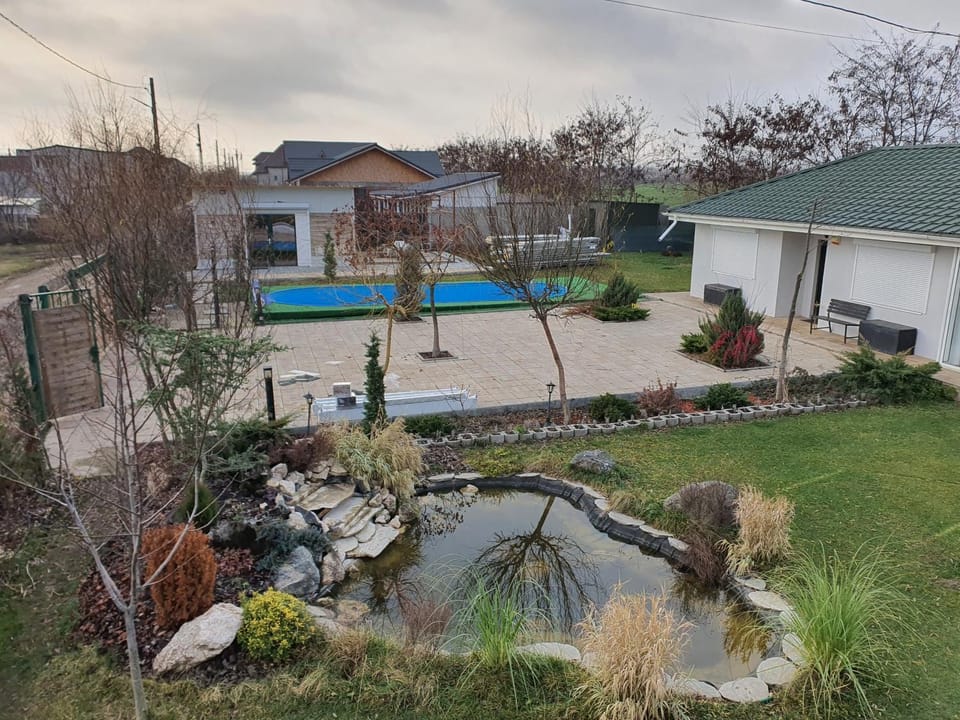 Property building, Spring, Day, Natural landscape, Garden, Garden view, Pool view, Swimming pool