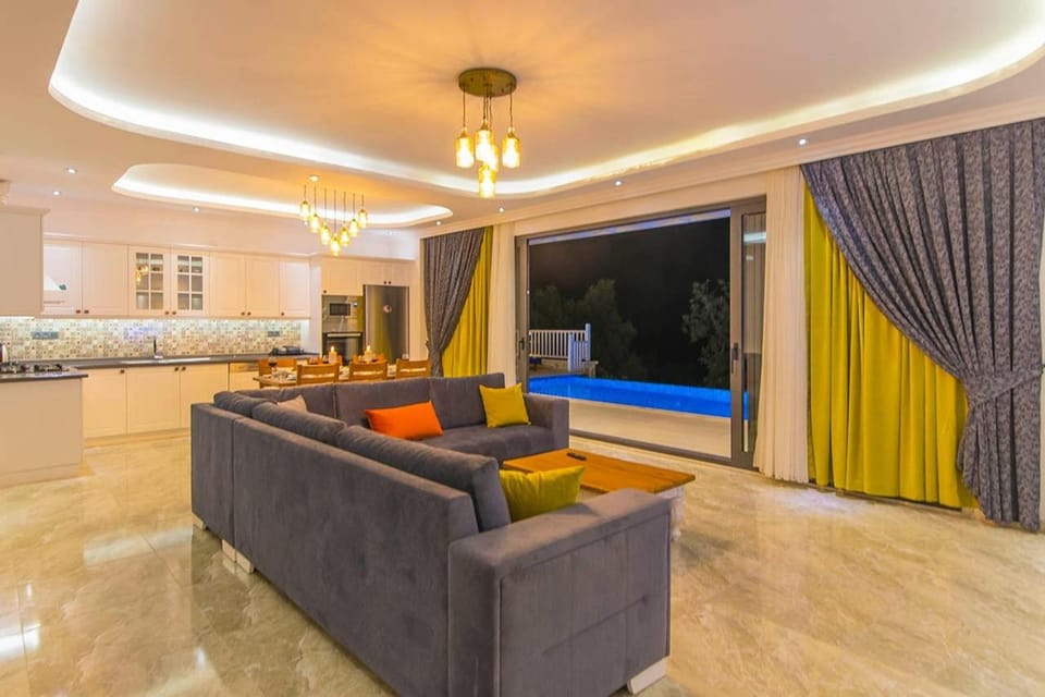 Kitchen or kitchenette, Living room, Seating area