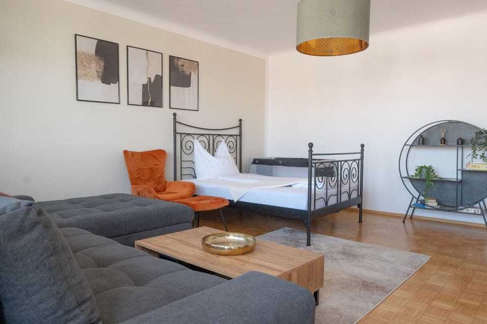 Bed, Living room, Photo of the whole room, Seating area, Bedroom