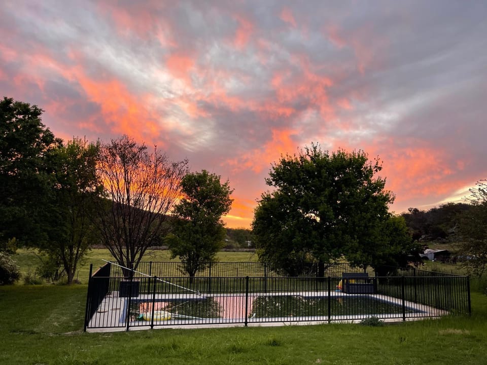 Natural landscape, Swimming pool, Sunset