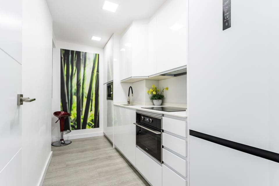 Kitchen or kitchenette, dishwasher, oven, stove