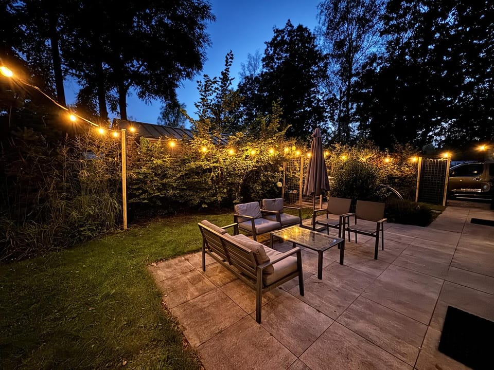 Patio, Night, Garden, Balcony/Terrace, Seating area, Garden view