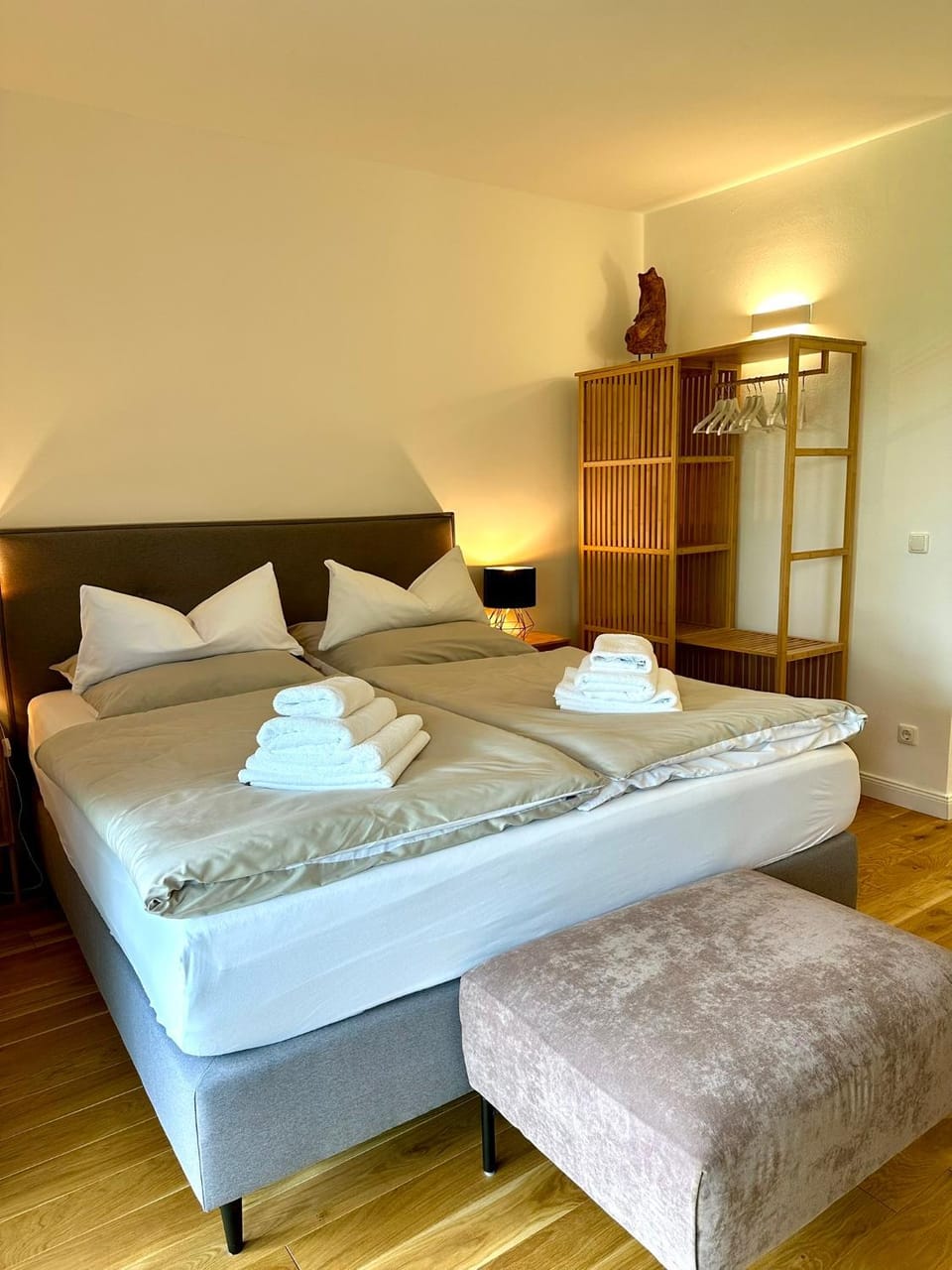 Bed, Photo of the whole room, Bedroom, towels, wardrobe