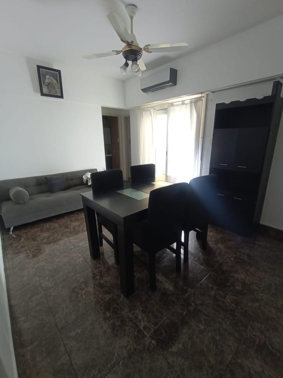 Living room, Dining area, fireplace, air conditioner