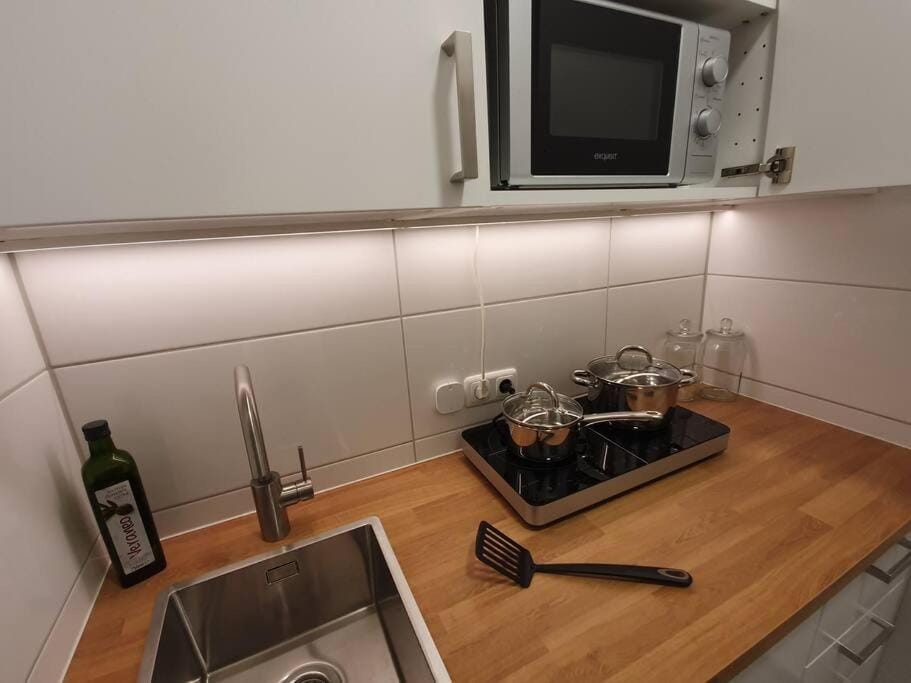 Kitchen or kitchenette, minibar, stove
