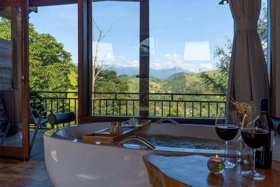 Natural landscape, Hot Tub, View (from property/room), Mountain view, Bath