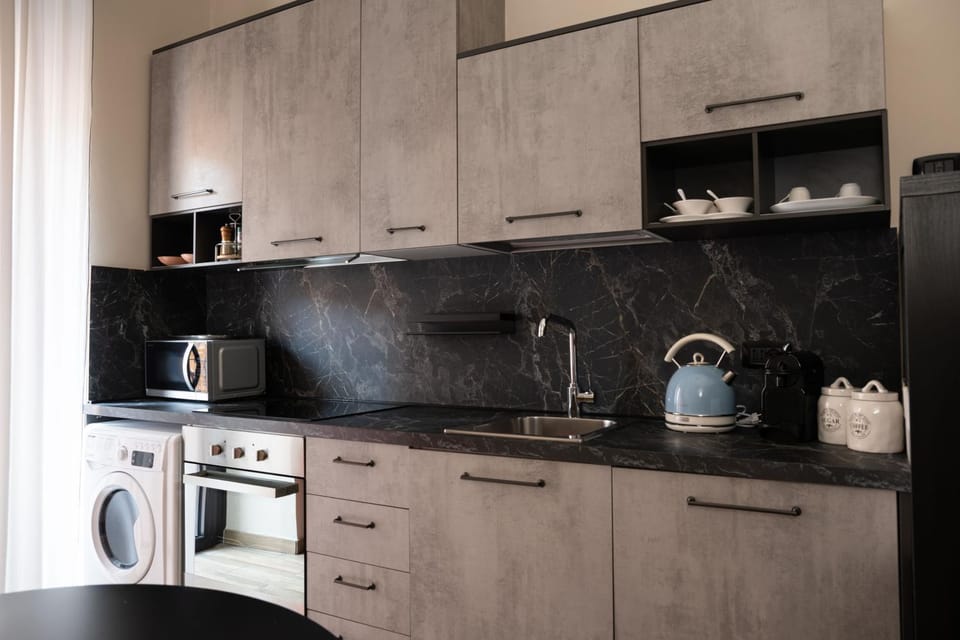 Kitchen or kitchenette, stove