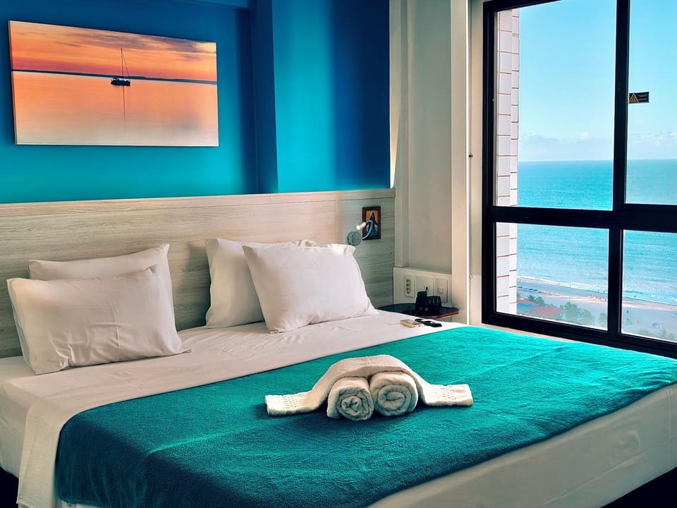 Bed, Natural landscape, Bedroom, Sea view, towels