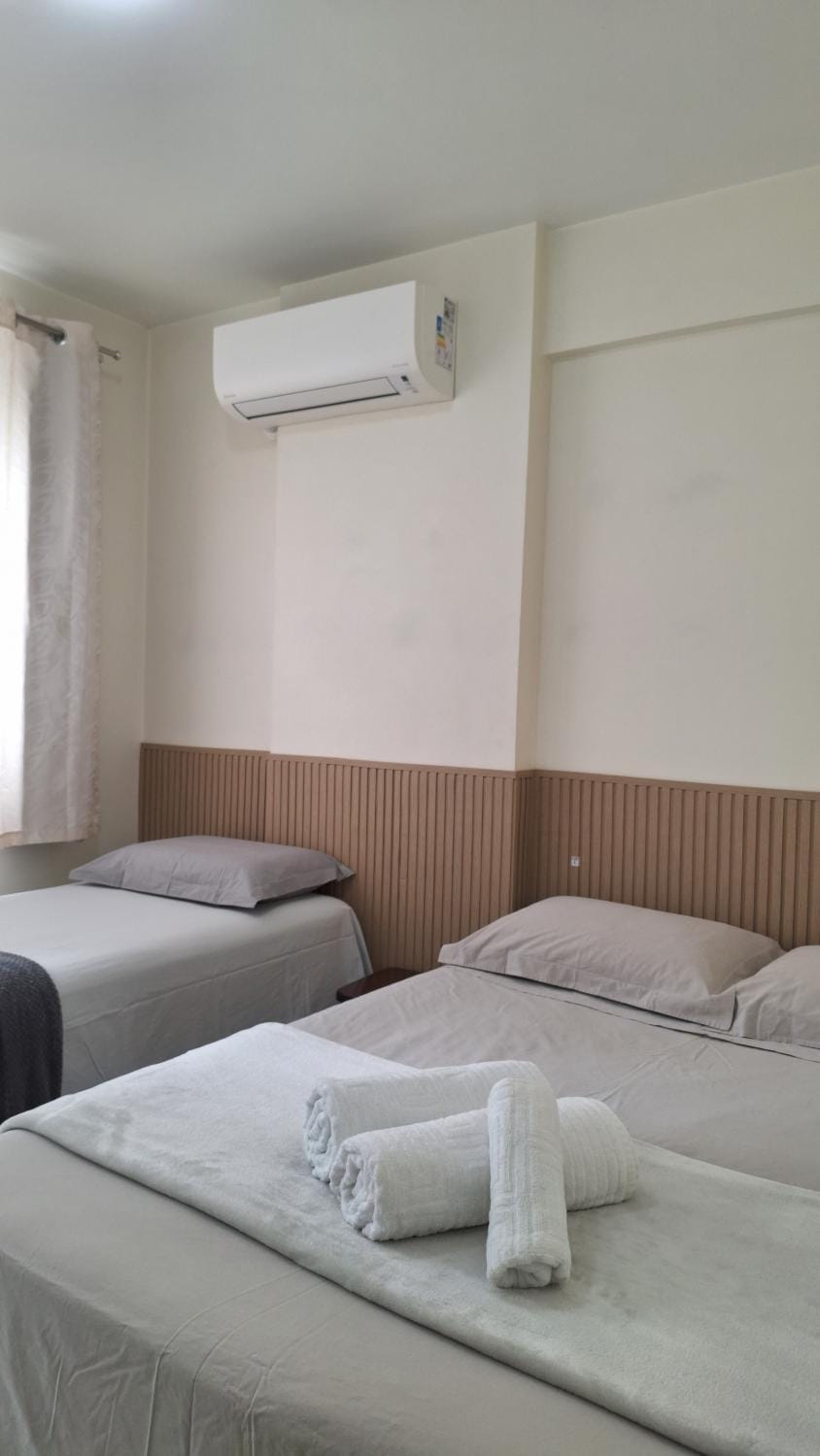 Bed, Bedroom, towels, air conditioner