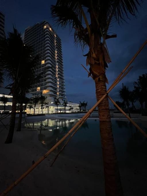 Property building, Night, Pool view, Swimming pool
