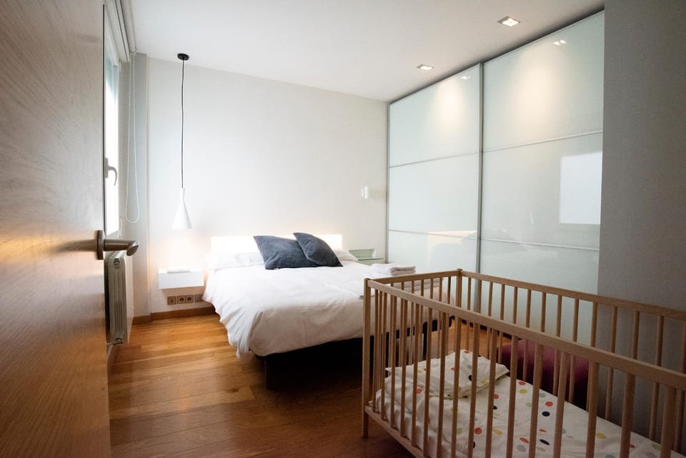 Bedroom, cot, wardrobe