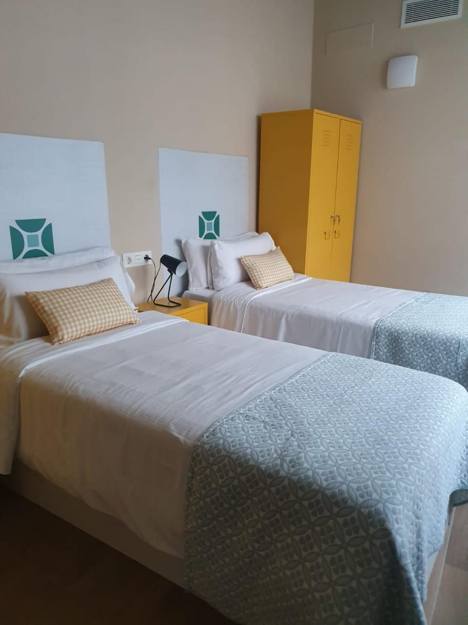Bed, wardrobe