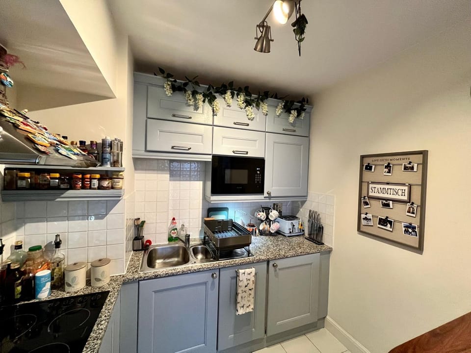 Kitchen or kitchenette, dishwasher, stove, toaster