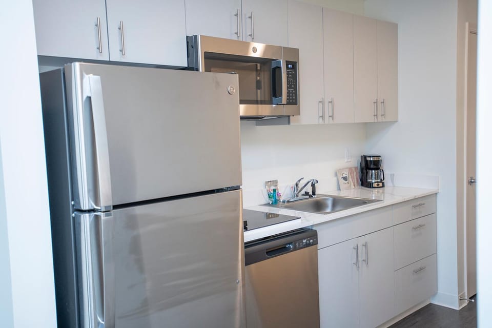 Kitchen or kitchenette, dishwasher, minibar, stove