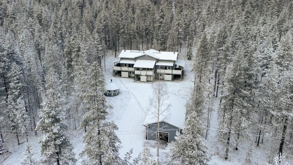 Property building, Natural landscape, Bird's eye view, Winter