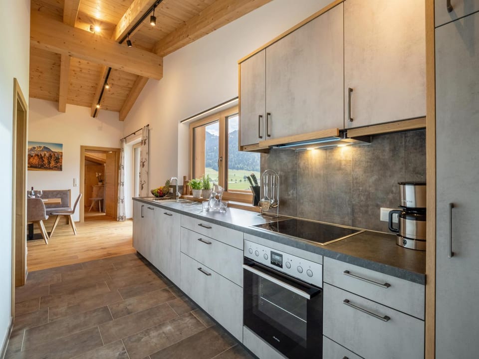 Kitchen or kitchenette, dishwasher, oven, stove