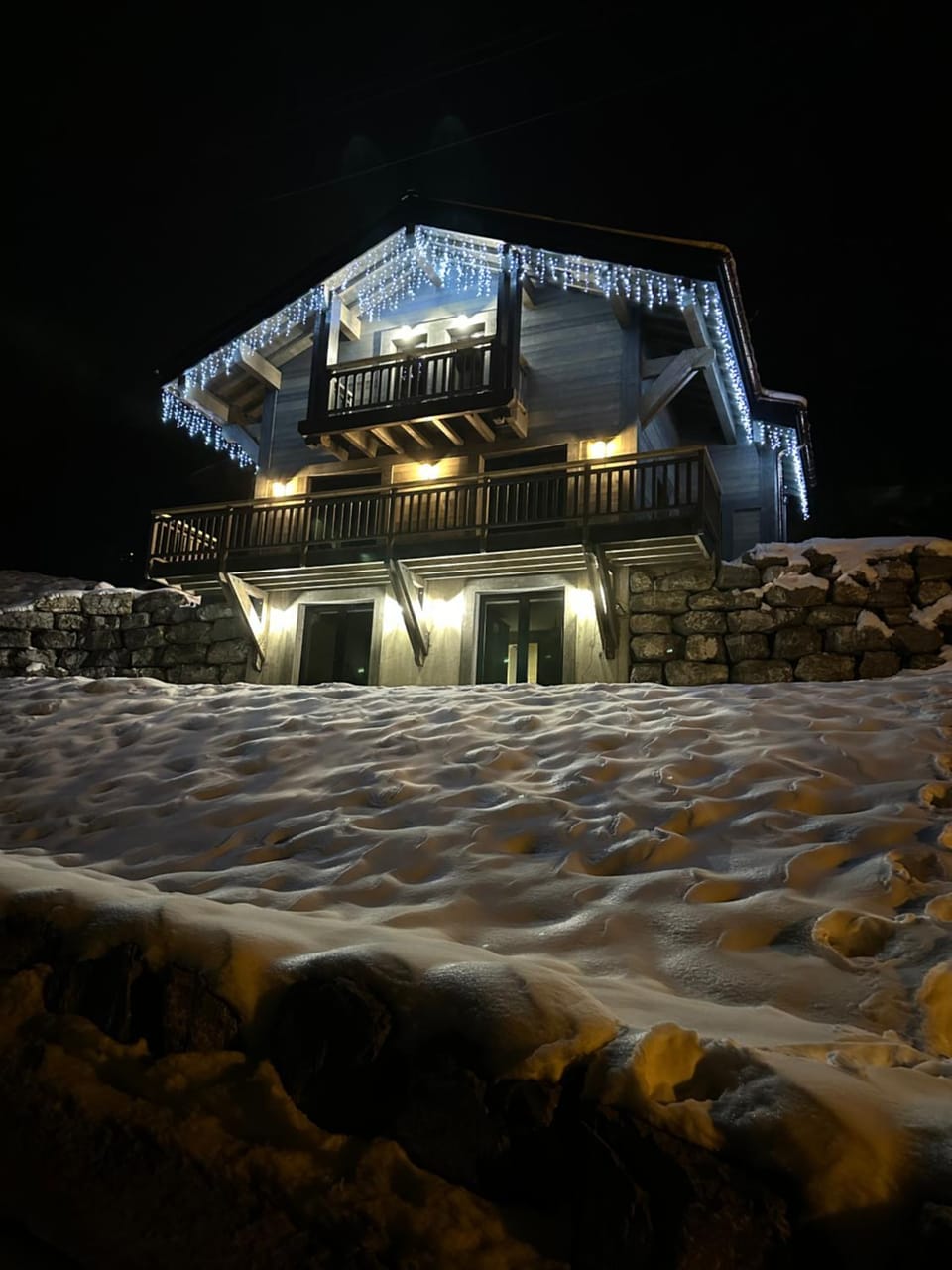 Property building, Night, Winter