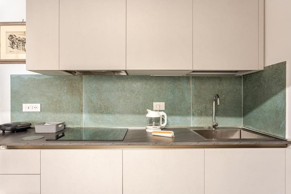 Kitchen or kitchenette, stove