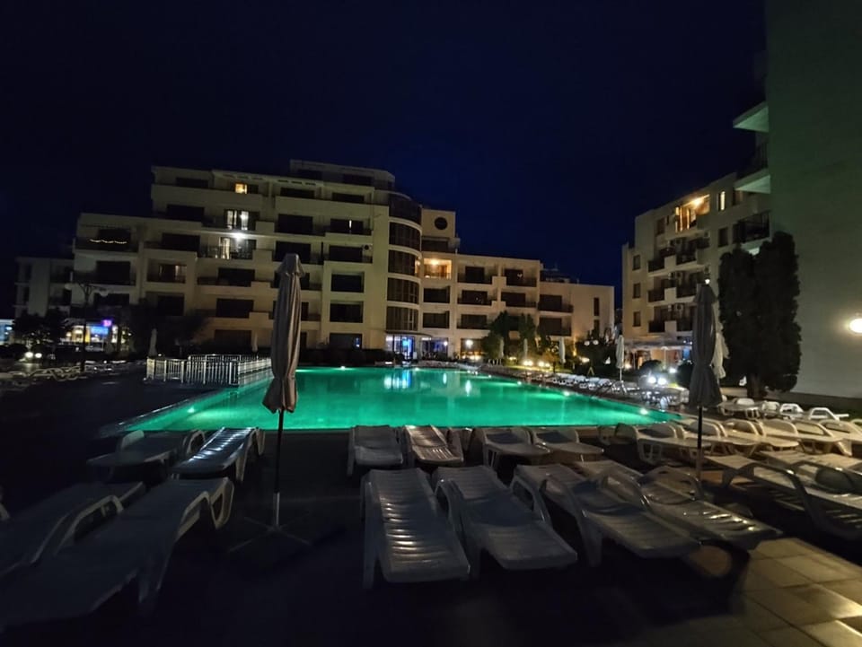 Night, Pool view, Swimming pool