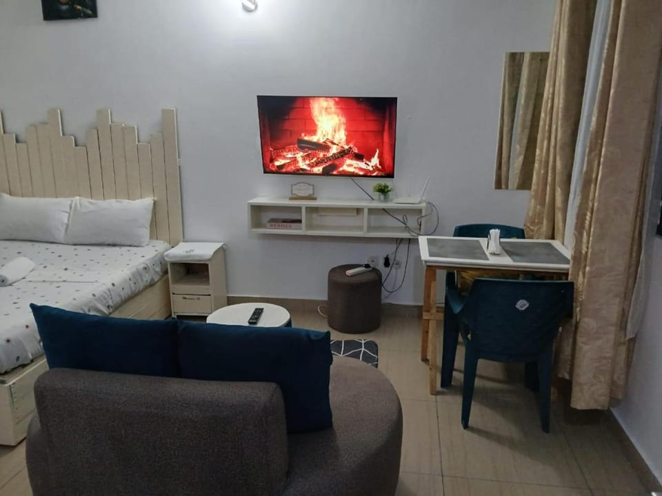 Bed, TV and multimedia, Living room, Photo of the whole room, Seating area, Bedroom