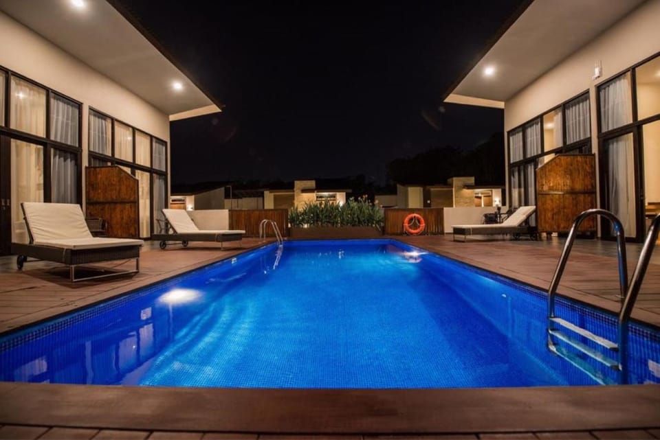 Night, Pool view, Swimming pool