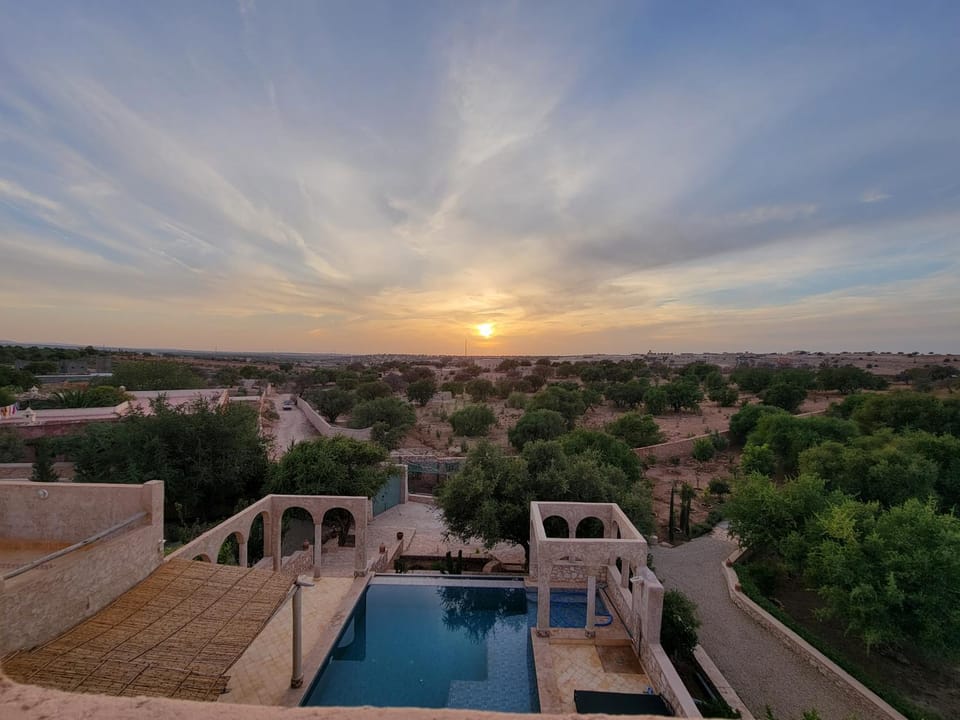 Natural landscape, Pool view, Sunset
