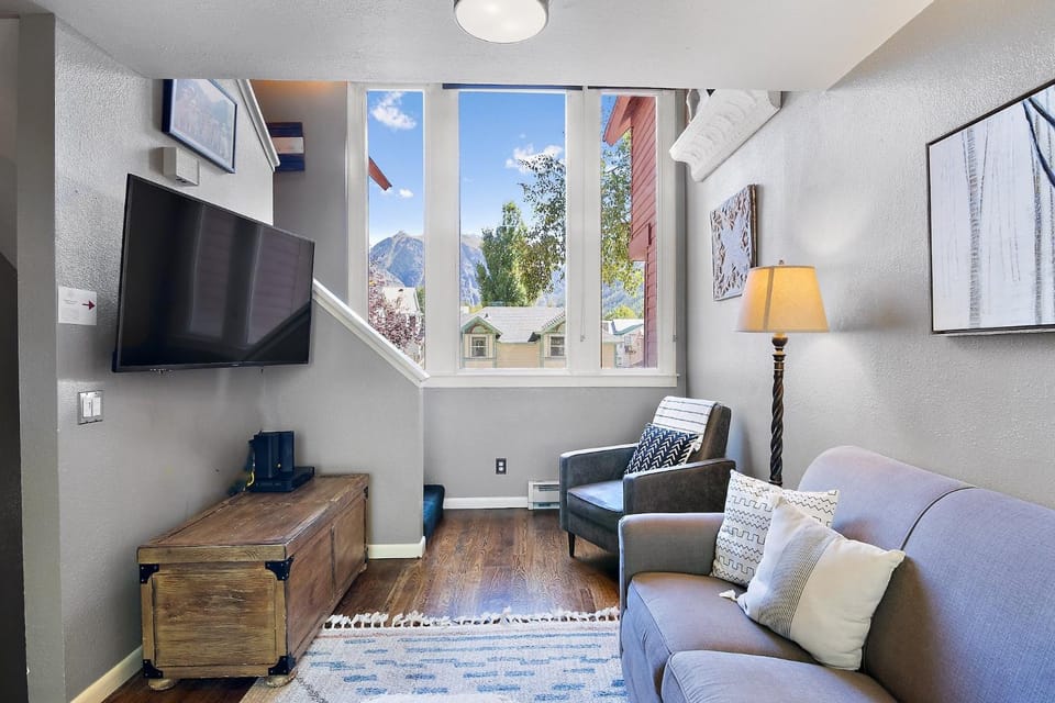 Snowy Peak Views from Living Room, 2 Parking Spaces, Walk to Ski condo Apartment in Telluride