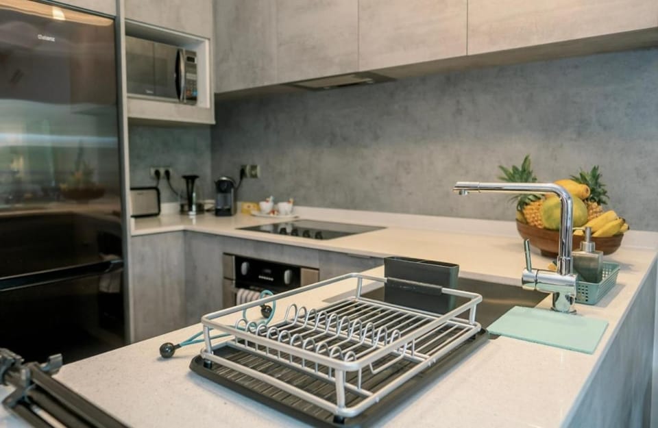 Kitchen or kitchenette, dishwasher, minibar, stove