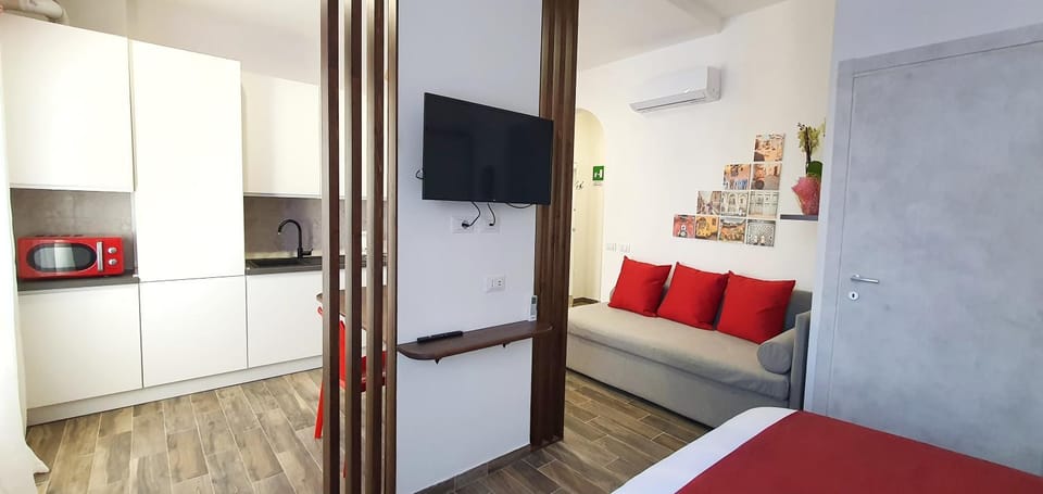 Bed, TV and multimedia, Kitchen or kitchenette, Living room, Photo of the whole room, hair dresser, minibar, air conditioner