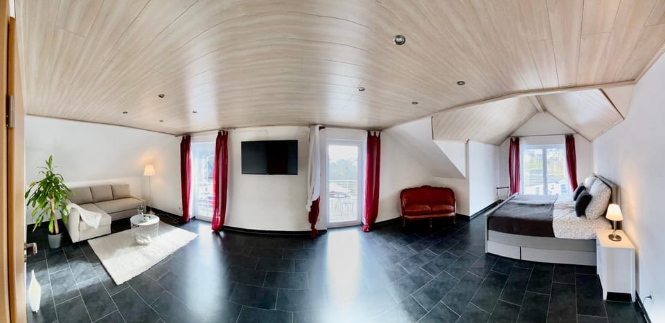 Bed, TV and multimedia, Living room, Photo of the whole room, Seating area, Bedroom