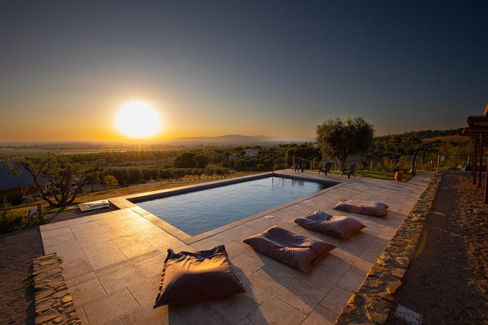 Day, Natural landscape, Bird's eye view, Solarium, Swimming pool, Swimming pool, Swimming pool, Sunrise, Sunset, sunbed