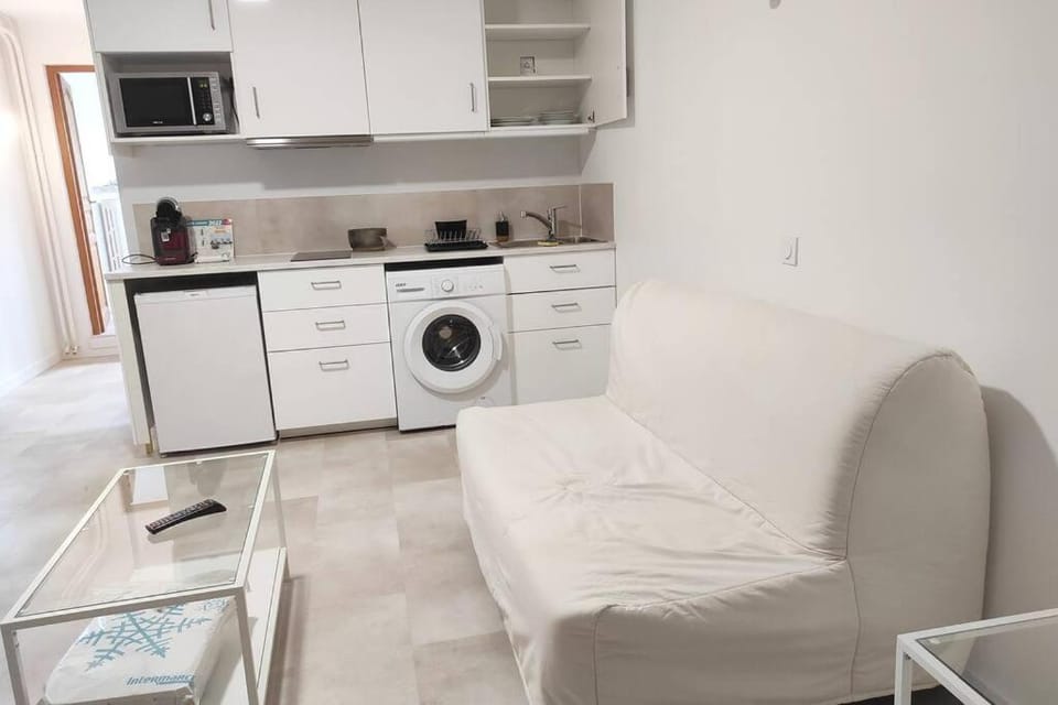Kitchen or kitchenette, Living room, minibar, washing machine