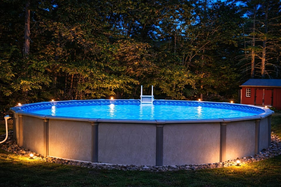 Night, Natural landscape, Pool view, Swimming pool